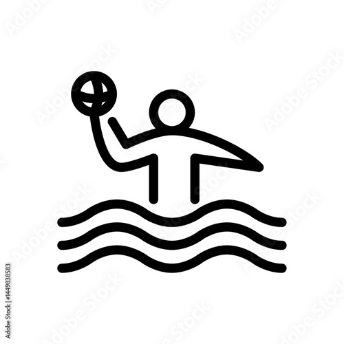 water polo outline icon. figure stick playing sport line art illustration.