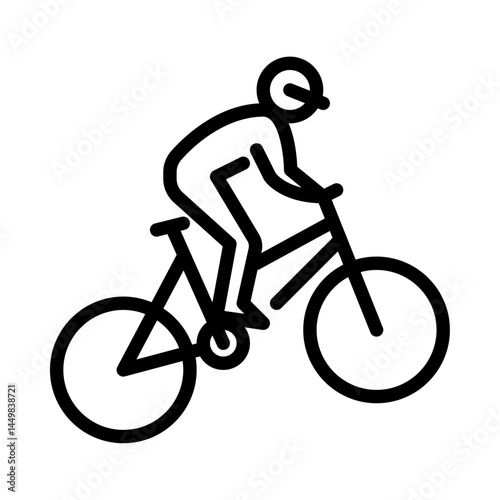 mountain bike sport outline icon. figure stick playing sport line art illustration.