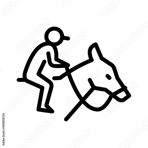 equestrian outline icon. figure stick playing sport line art illustration.