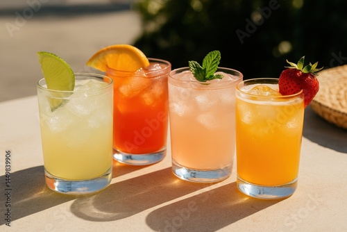 Refreshing colorful summer beverages