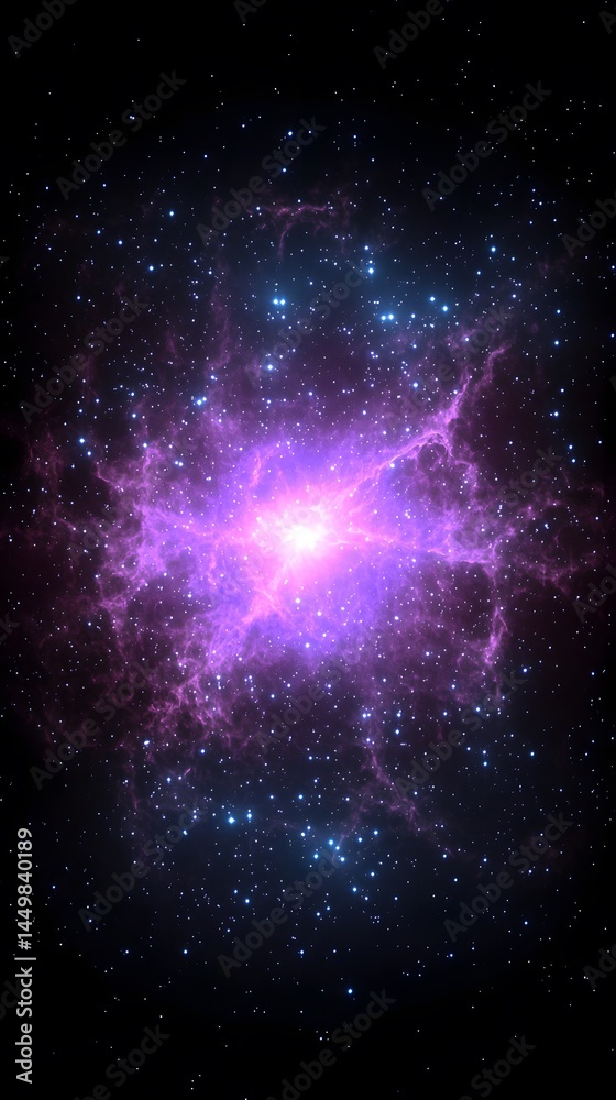 Fototapeta premium Vibrant Purple Nebula Space Background Stunning Cosmic Image of a Bright Star Cluster