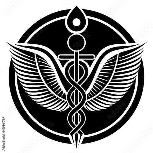 a minimalist linocut medical logo vector art