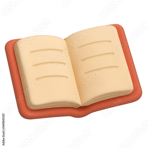 Open book cartoon 3D style no background transparent png