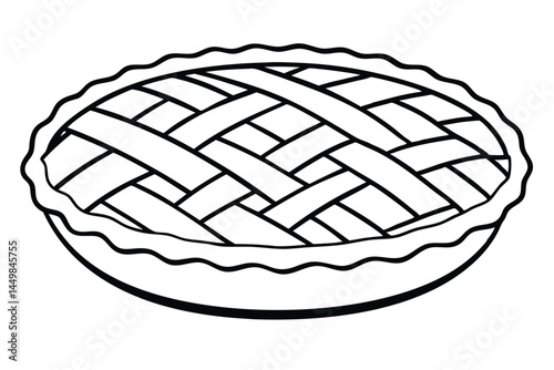 Simple Black and White Illustration of a Lattice-Top Pie