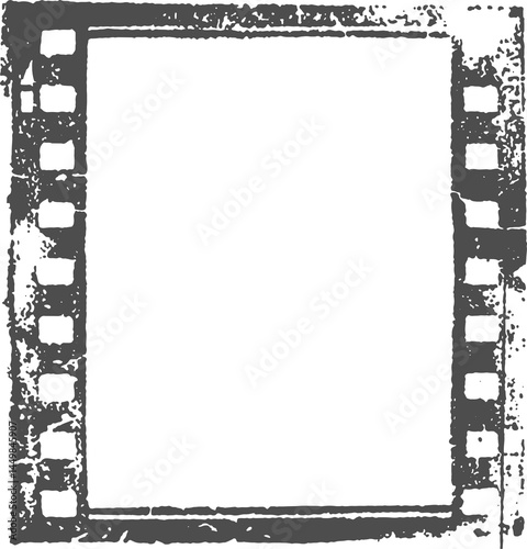 Film frame stamp PNG, old grunge film strip, vintage frame. Video or film overlay, cinema, imprint.