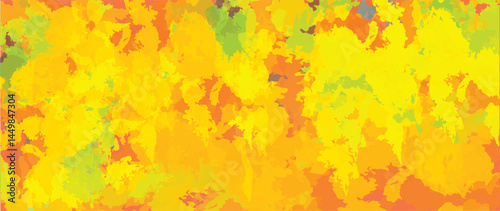 watercolor vibrant splatter of yellow, orange, and green, energetic and lively brushstrokes vector illustration background texture for poster, banner, card, flyer template design