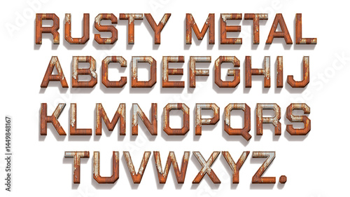a rusty metal alphabet that's a bit worn, shows all alphabet letters