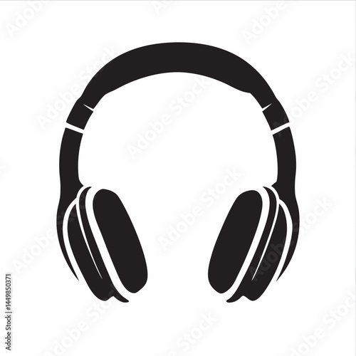 Immerse yourself in sound with these sleek black over ear headphones a minimalist icon design against a white background