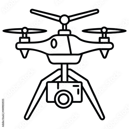 Drone Vector Silhouette illustration Cinematic drone flying with 360° camera
