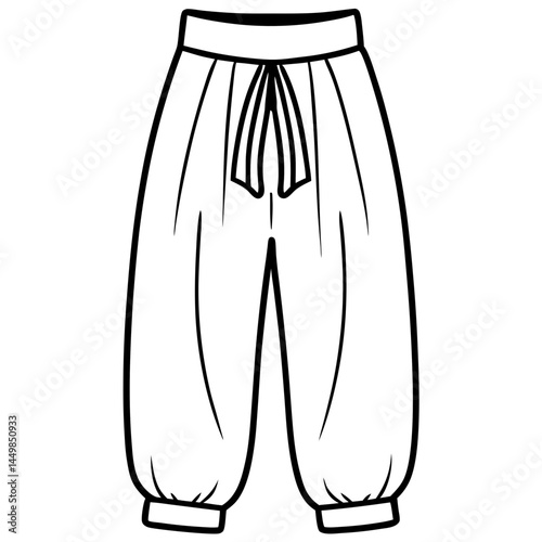 Minimal Harem Pants Vector on White
