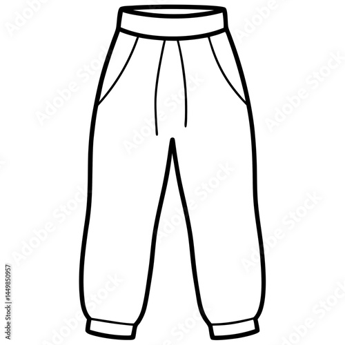 Minimal Harem Pants Vector on White
