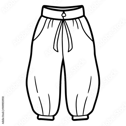 Minimal Harem Pants Vector on White