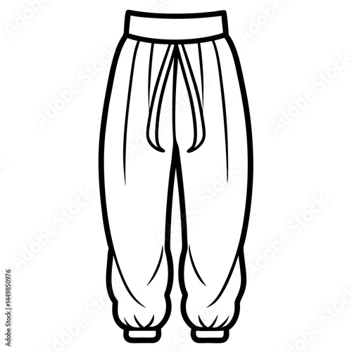 Minimal Harem Pants Vector on White