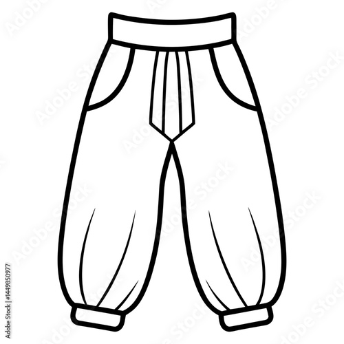 Minimal Harem Pants Vector on White