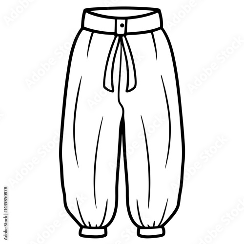 Minimal Harem Pants Vector on White