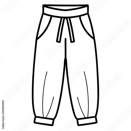 Minimal Harem Pants Vector on White
