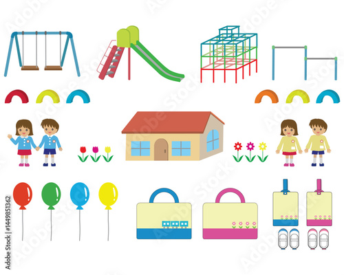 Campus icons set flat vector. University college