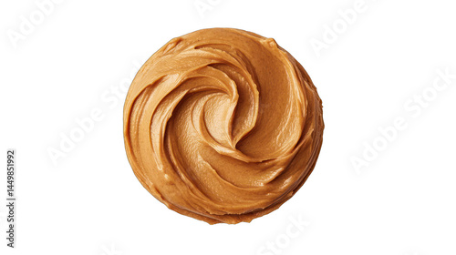 Smooth peanut butter swirl closeup on white background delicious food texture