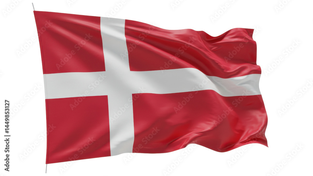 Fototapeta premium denmark flag waving in wind isolated on transparent png