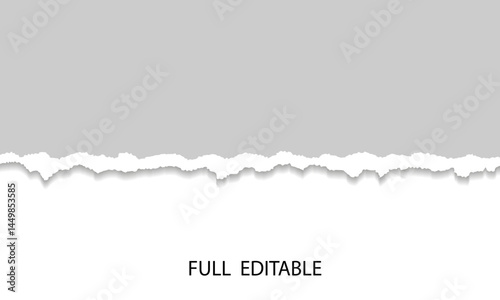 Torn paper with a rough edge white and gray background editable design template