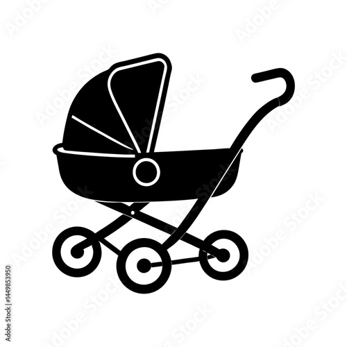 Stroller clip on car toy silhouette vector art