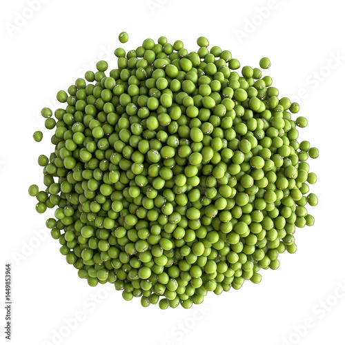 Abundance of fresh green mung beans isolated on a clean white background