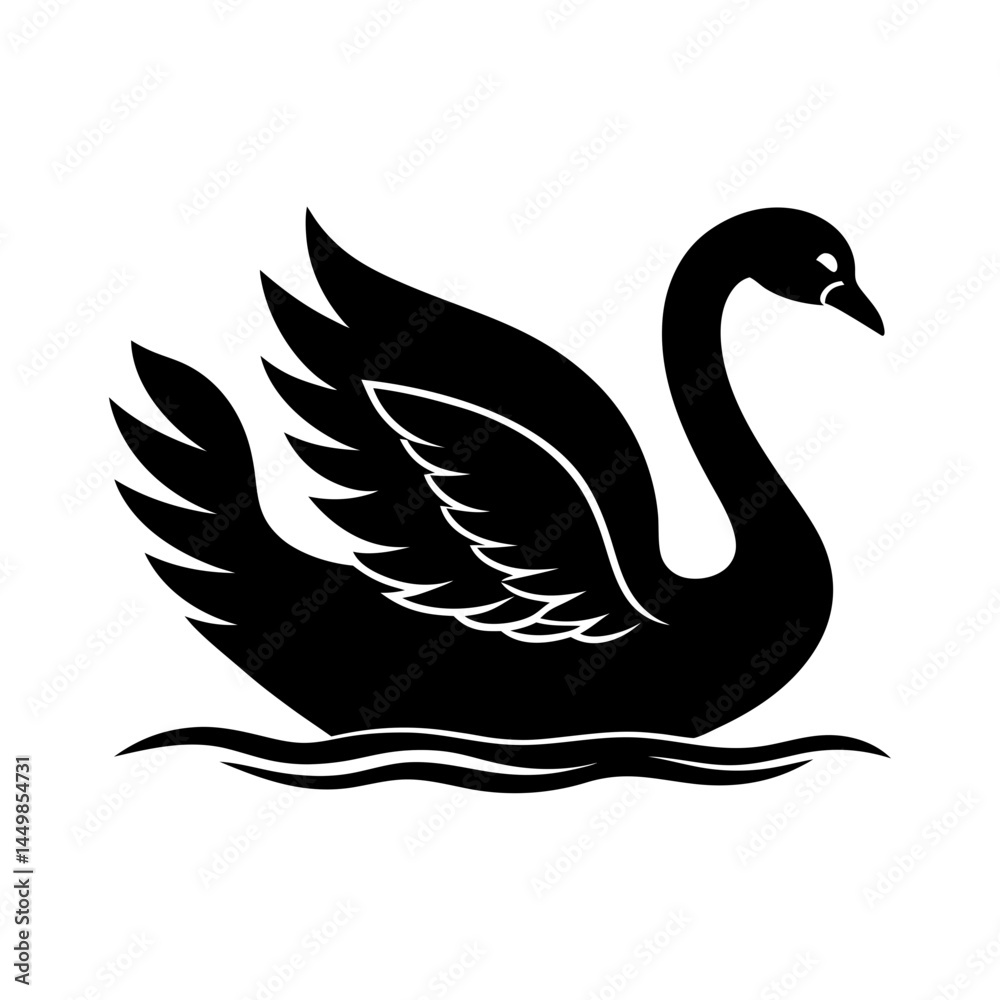 Obraz premium Swan gliding on a lake silhouette