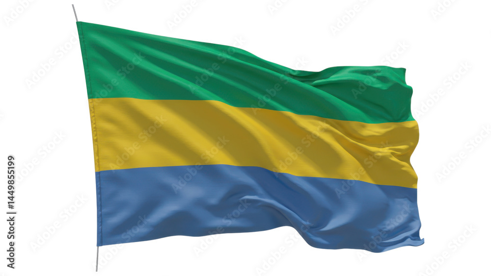 Obraz premium gabon flag waving in wind isolated on transparent png