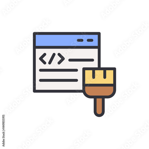 Front end developer colored icons, minimalist vector illustration ,simple transparent graphic element .Isolated on white background