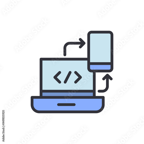 Front end developer colored icons, minimalist vector illustration ,simple transparent graphic element .Isolated on white background