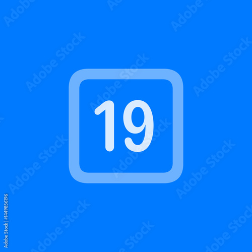 Number 19 Square Icon