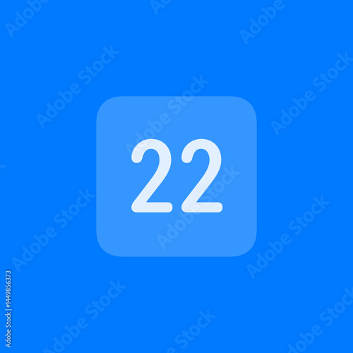 Number 22 Filled Square Icon