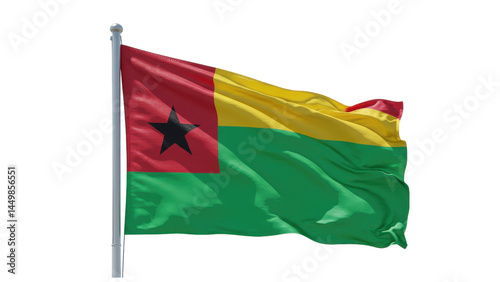 guinea bissau flag waving in wind isolated on transparent png