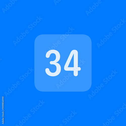 Number 34 Filled Square Icon