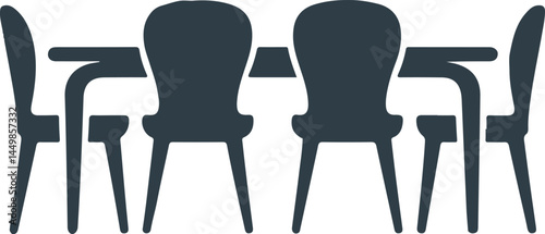 set of restaurant table and chairs silhouette design