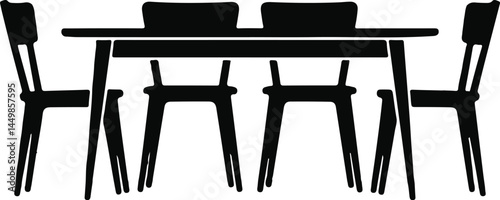 set of restaurant table and chairs silhouette design