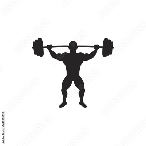Weightlifting silhouette man with barbell workout