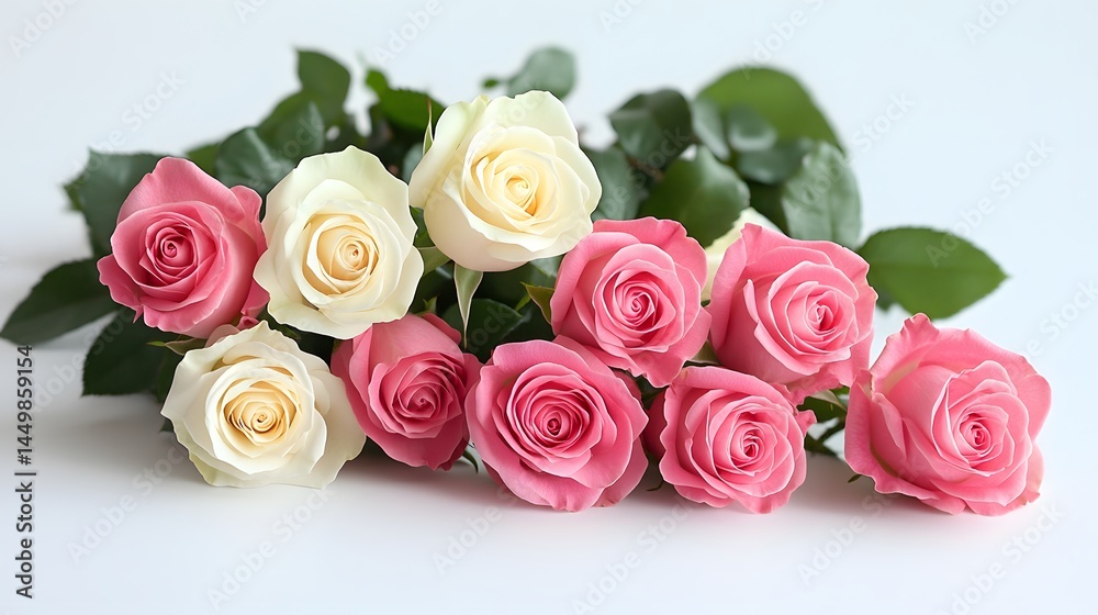 Romantic Elegance: Pink and White Roses in a Soft Floral Arrangement Romantic Elegance: Pink and White Roses in a Soft Floral Arrangement