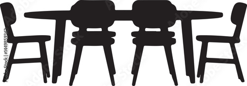 set of restaurant table and chairs silhouette design