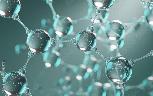 Abstract Teal Molecular Structure Science Background 3d art aqua link atom cell 