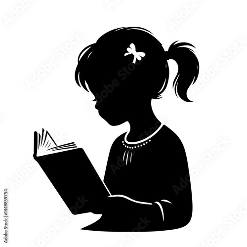 Person Reading Book Silhouette for Education and Knowledge Design