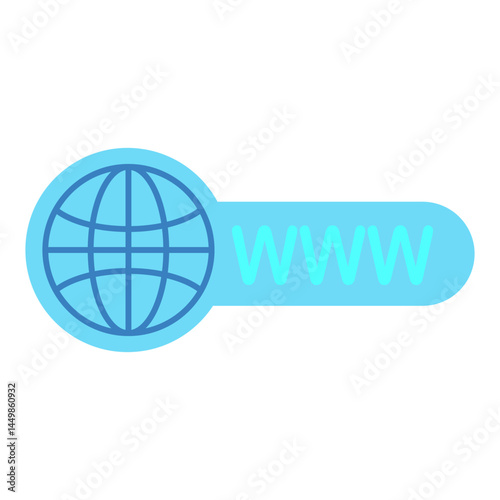 Internet http address icon, world wide web, simple flat style, illustration, logo sign symbol pictogram template, for ui or ux isolated on white for mobile app, editable