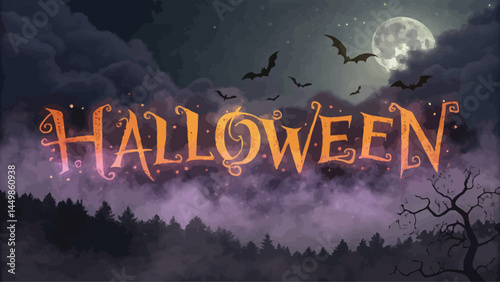 Spooky Halloween Bats, Enchanted Forest, Graphic Design, Nighttime, Mystical Vibe