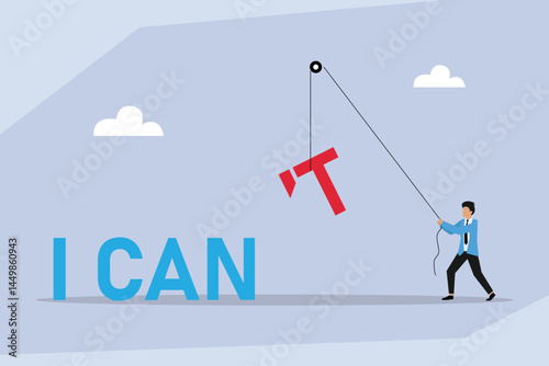 Flat Vector Building Self-Belief - I Can Concept