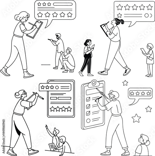 The best choice for fun school illustrations with humor, featuring a cartoon doctor and fashionable people