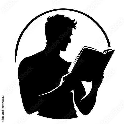 Person Reading Book Silhouette for Education and Knowledge Design