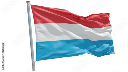 luxembourg flag waving in wind isolated on transparent png