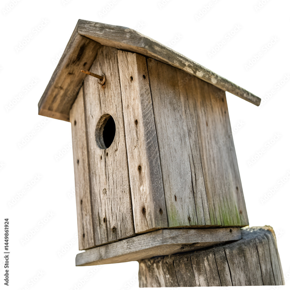 Old wooden birdhouse isolated on transparent background Old wooden birdhouse isolated on transparent background