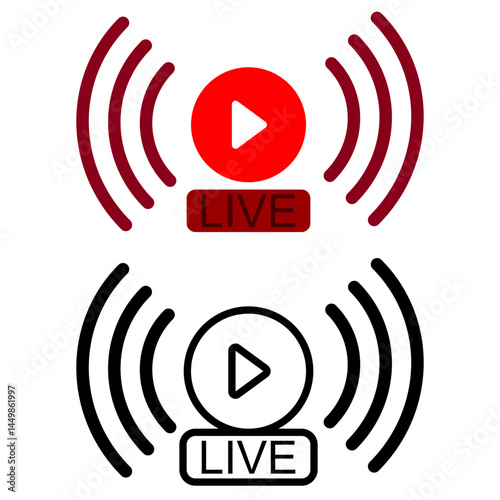 live broadcast icon, simple flat style, illustration, logo sign symbol pictogram template, for ui or ux isolated on white for mobile app, editable