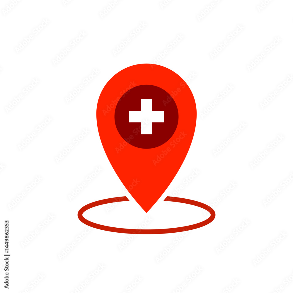 Obraz premium place pin icon with plus sign, simple flat style, illustration, logo sign symbol pictogram template, for ui or ux isolated on white for mobile app, editable